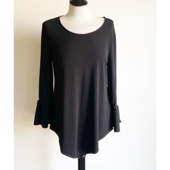 Alfani ‎ BlackTie Long Sleeve  Handkerchief Hem Top Blouse Medium - Picture 1 of 8